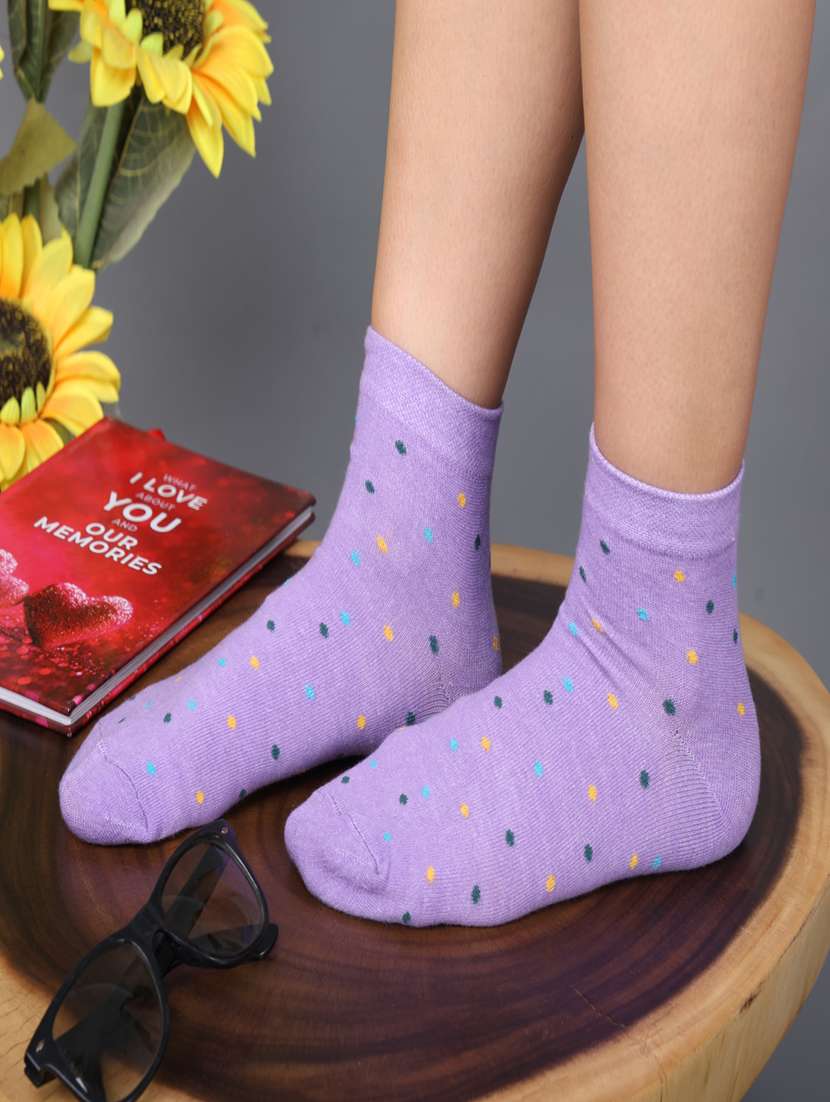 women lavender ankle length socks