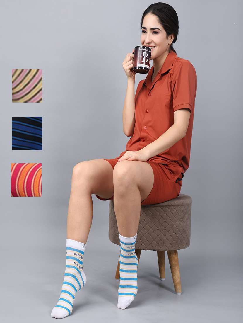 women cotton above ankle length socks combo