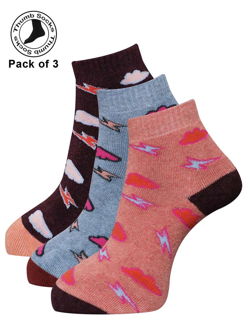 women cotton ankle length socks combo