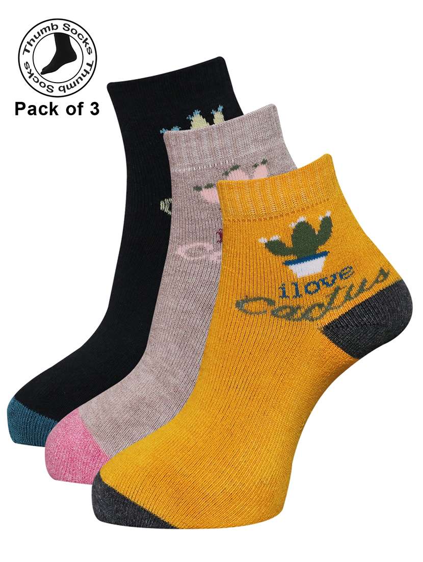 women cotton ankle length socks combo