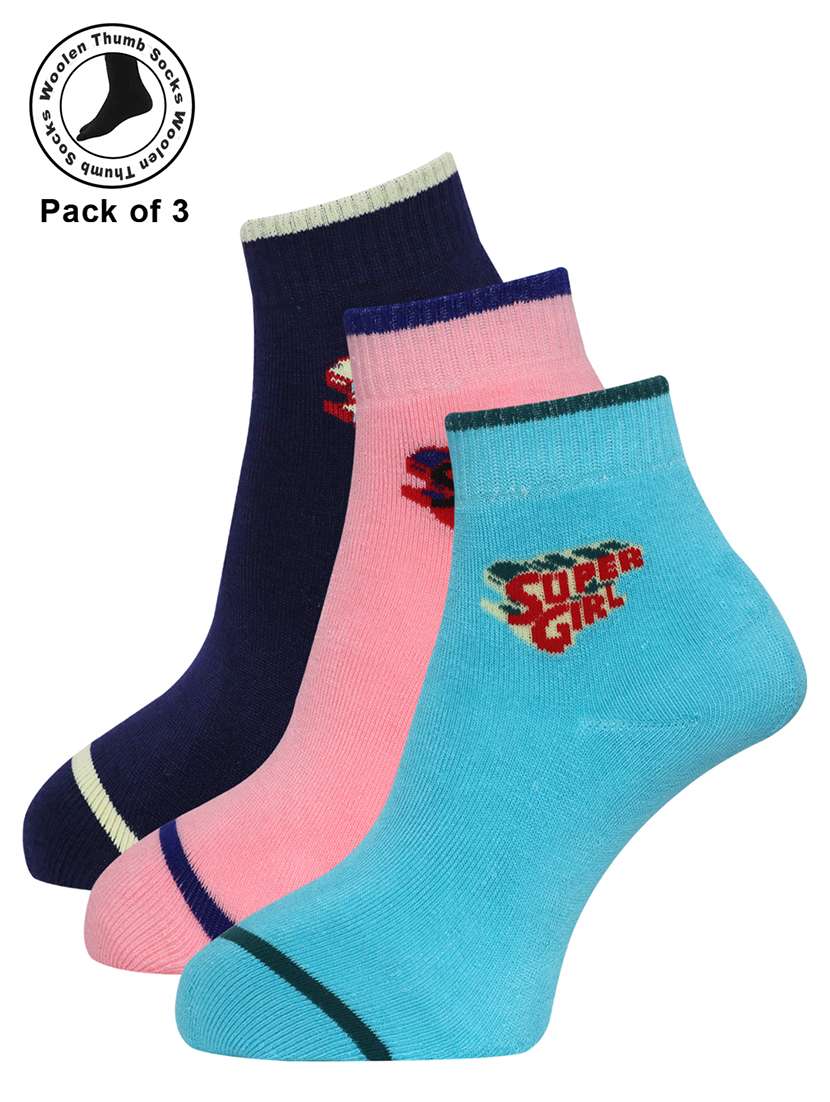 women cotton ankle length socks combo