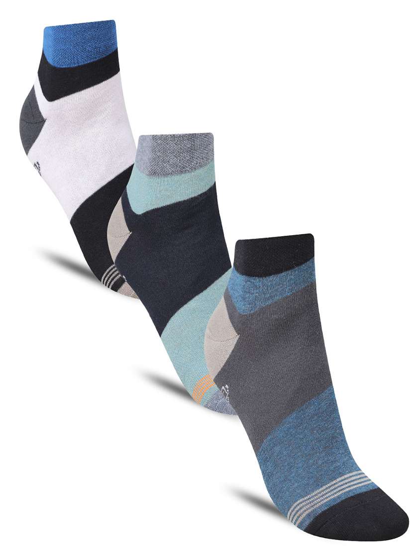 men color block cotton ankle length socks combo