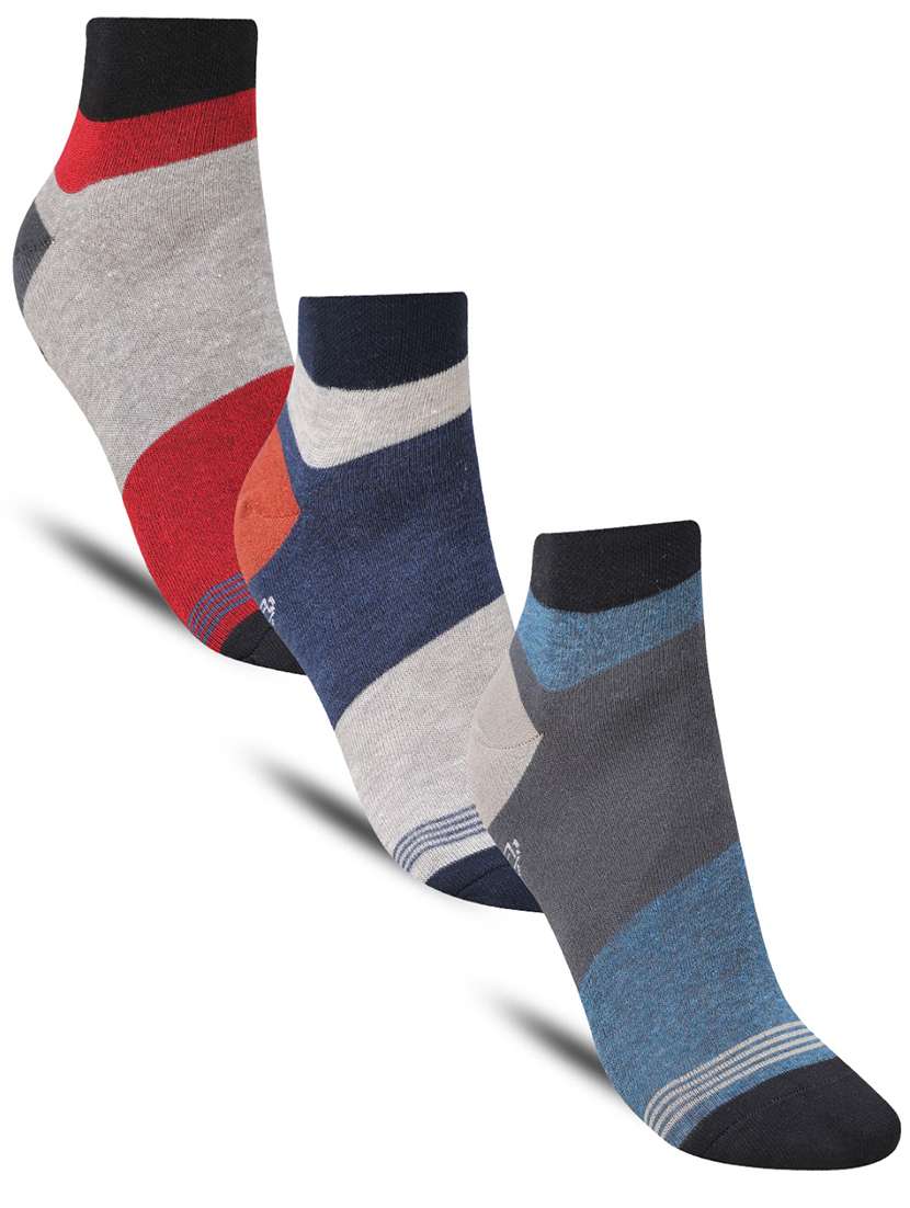 men color block cotton ankle length socks combo