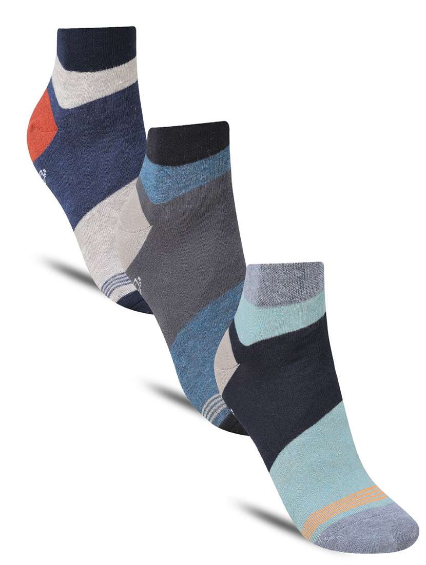 men color block cotton ankle length socks combo