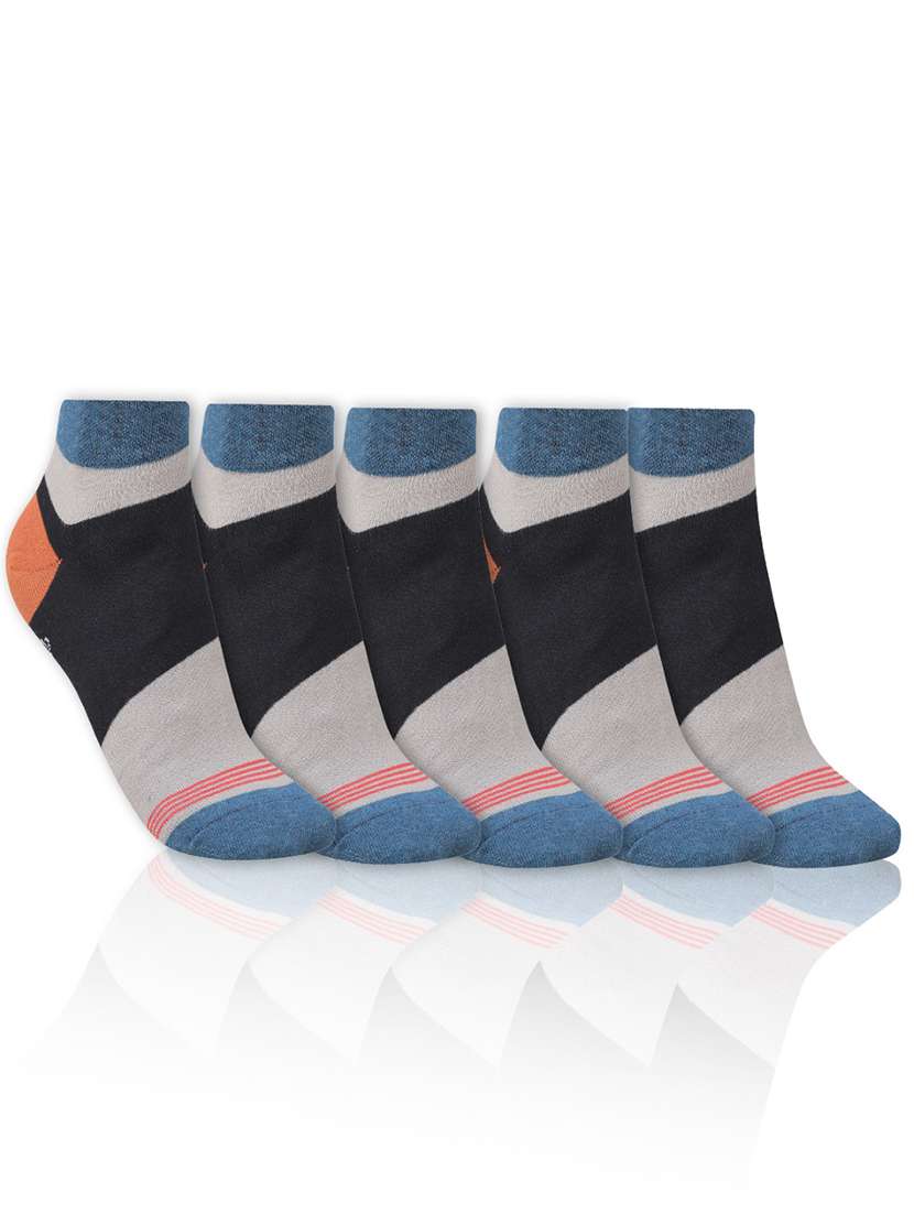 men color block cotton ankle length socks combo - 21587468 -  Zoom Image - 0