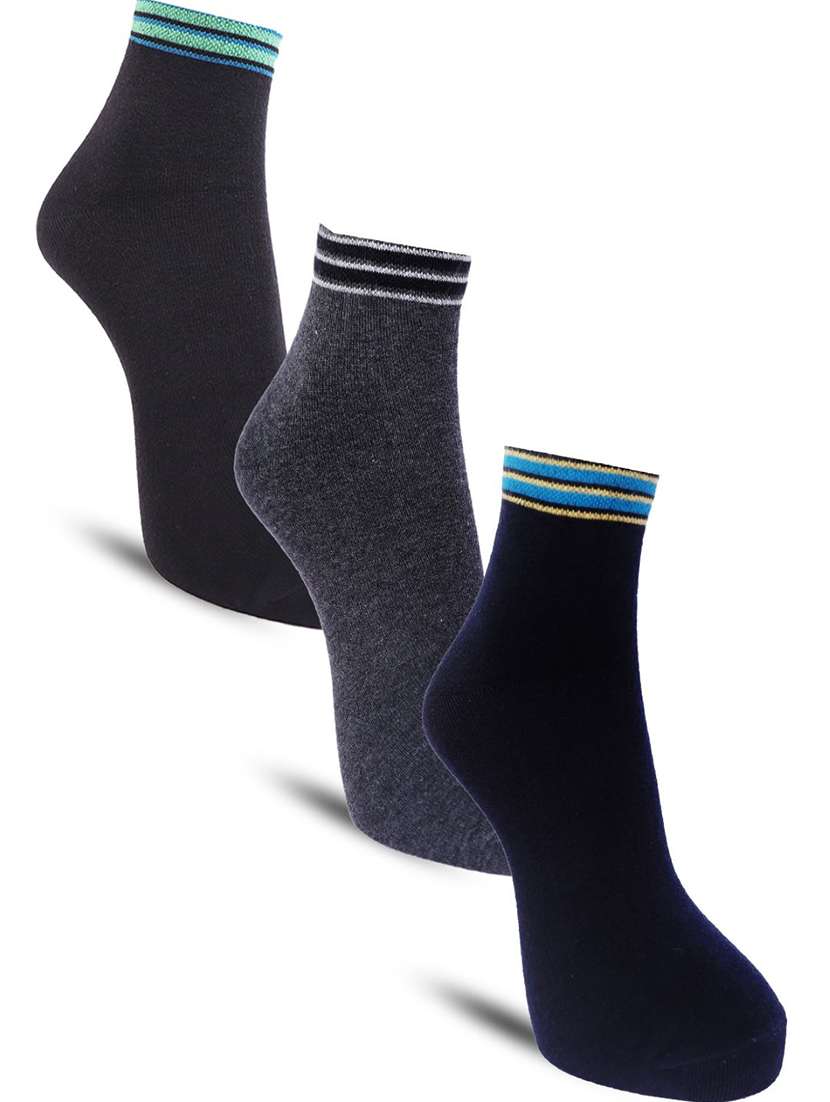men solid cotton ankle length socks combo