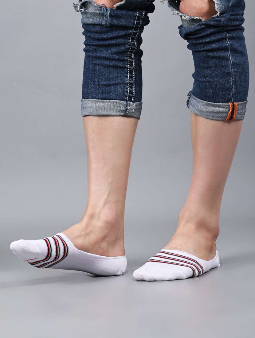 men striped cotton no show socks combo