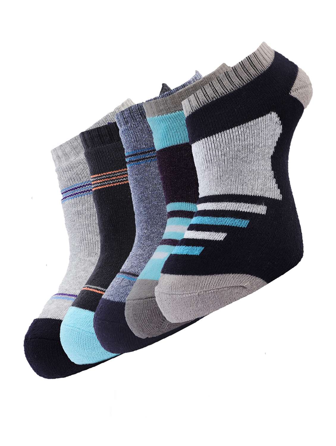 men color block ankle length socks combo