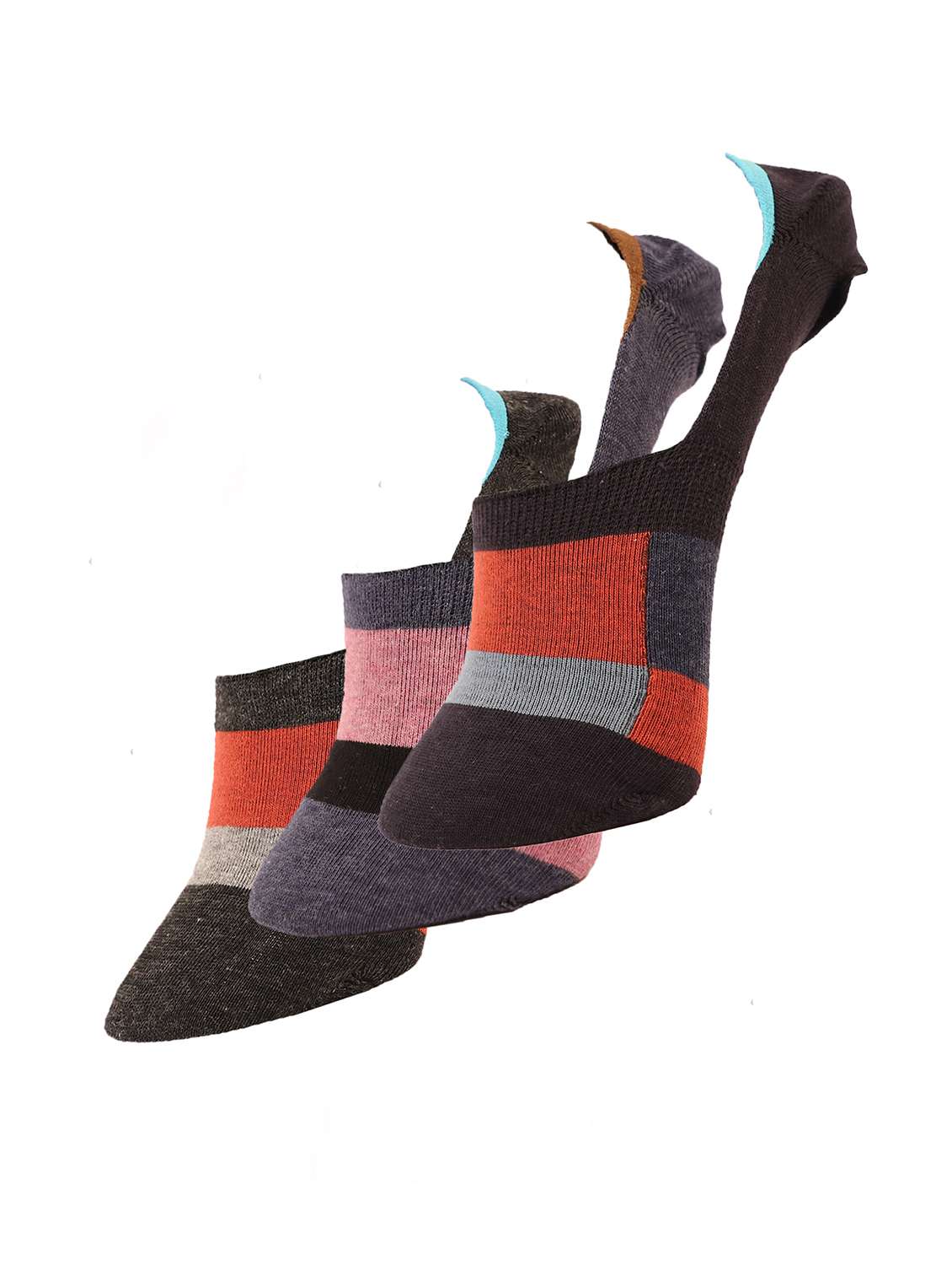 men pack of 3 color block no show socks