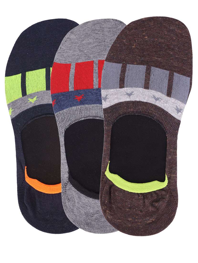 men pack of 3 color block no show socks