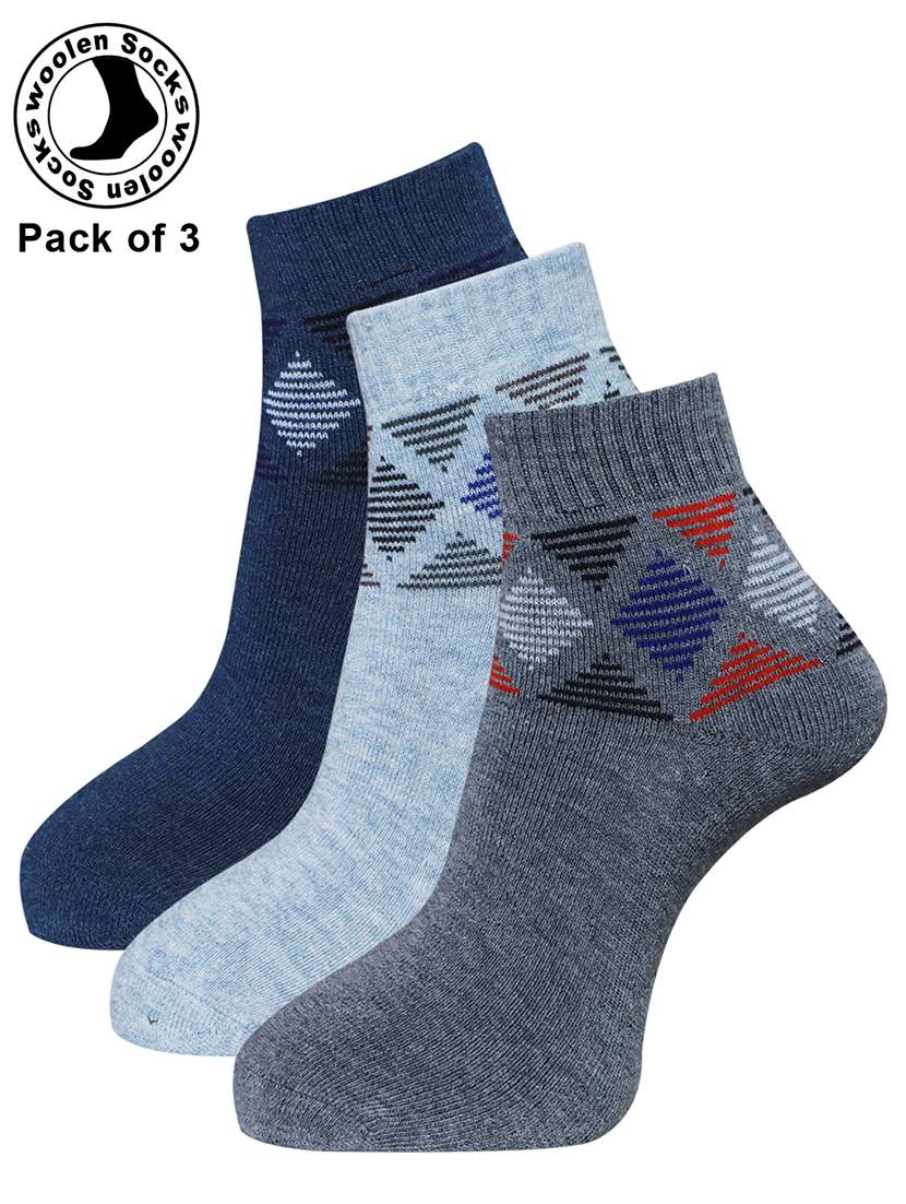 men pack of 3 printed ankle length socks combo