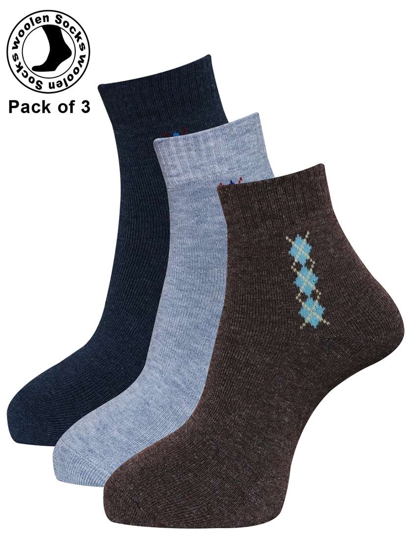 men pack of 3 printed ankle length socks combo