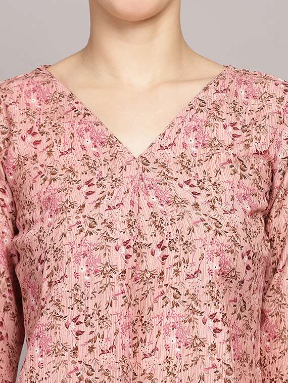 women floral printed long sleeves top - 21591940 -  Standard Image - 5