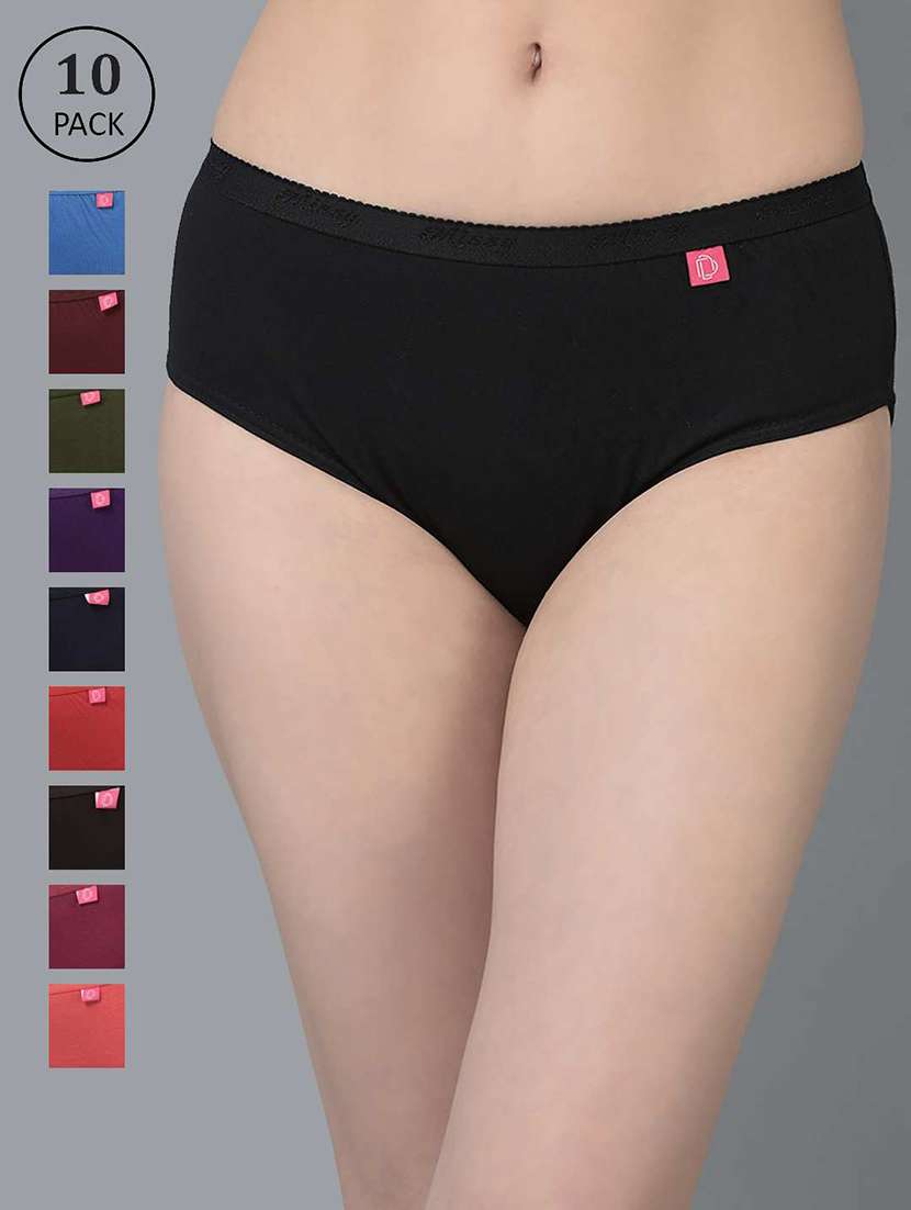 women solid mid rise hipster panty combo