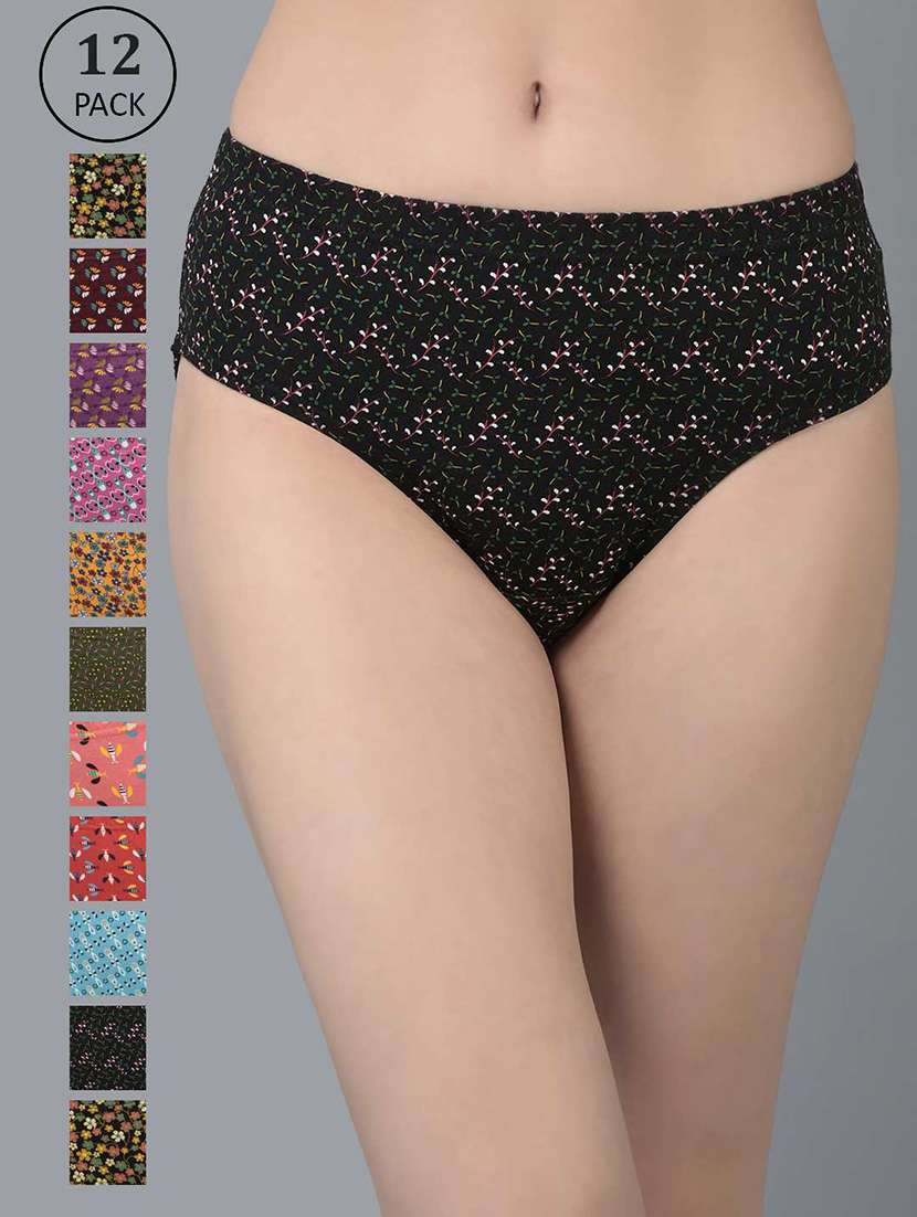 women printed mid rise hipster panty combo
