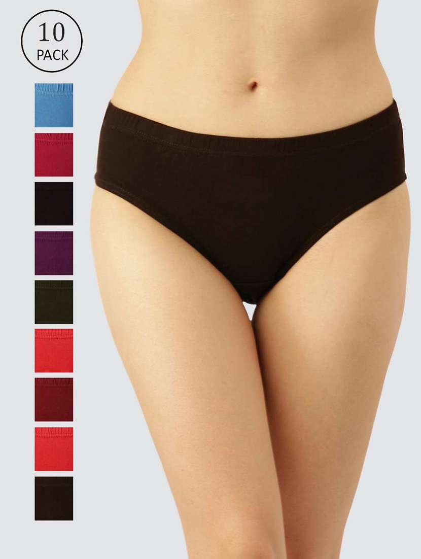 women solid mid rise hipster panty combo