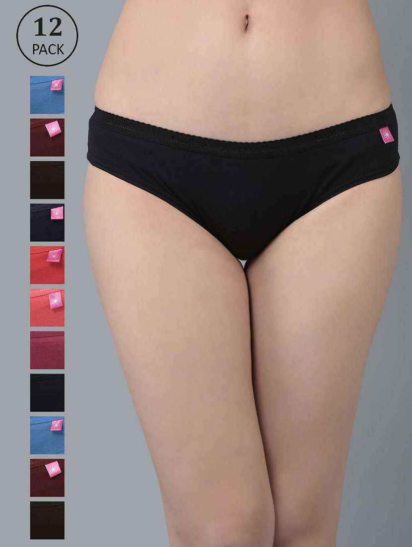 women solid low rise bikini panty combo