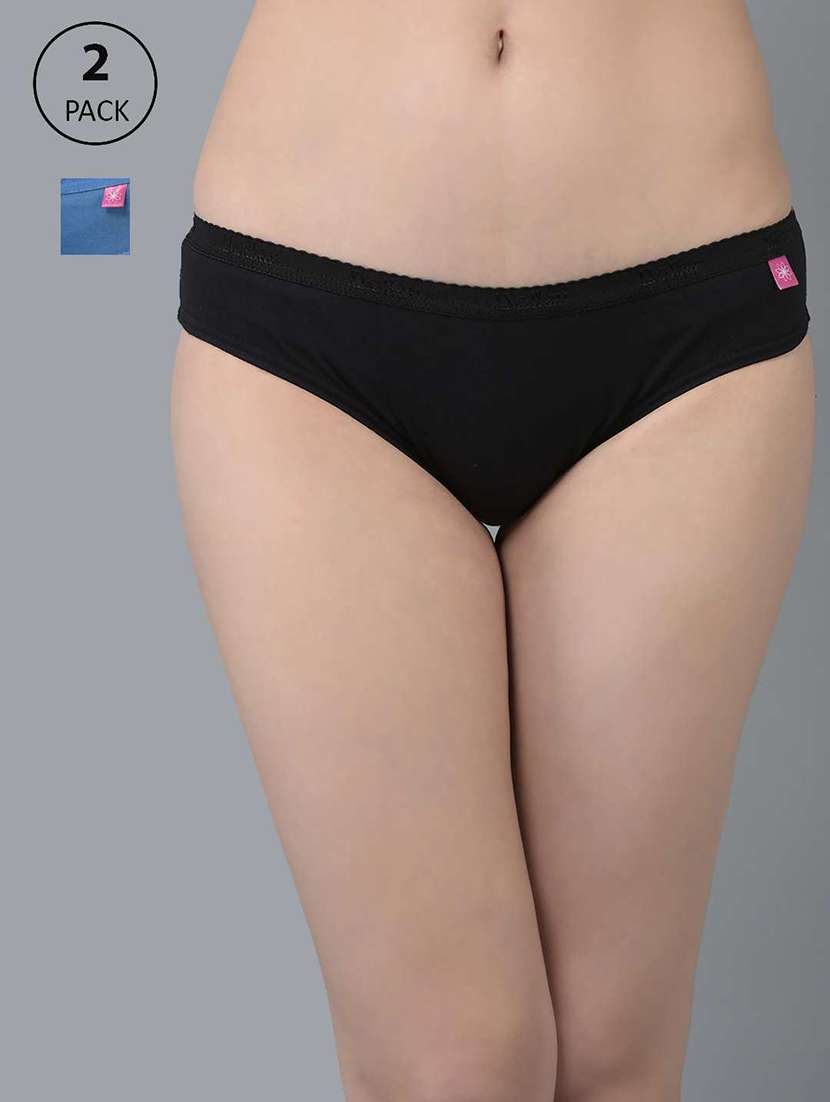 women solid low rise bikini panty combo