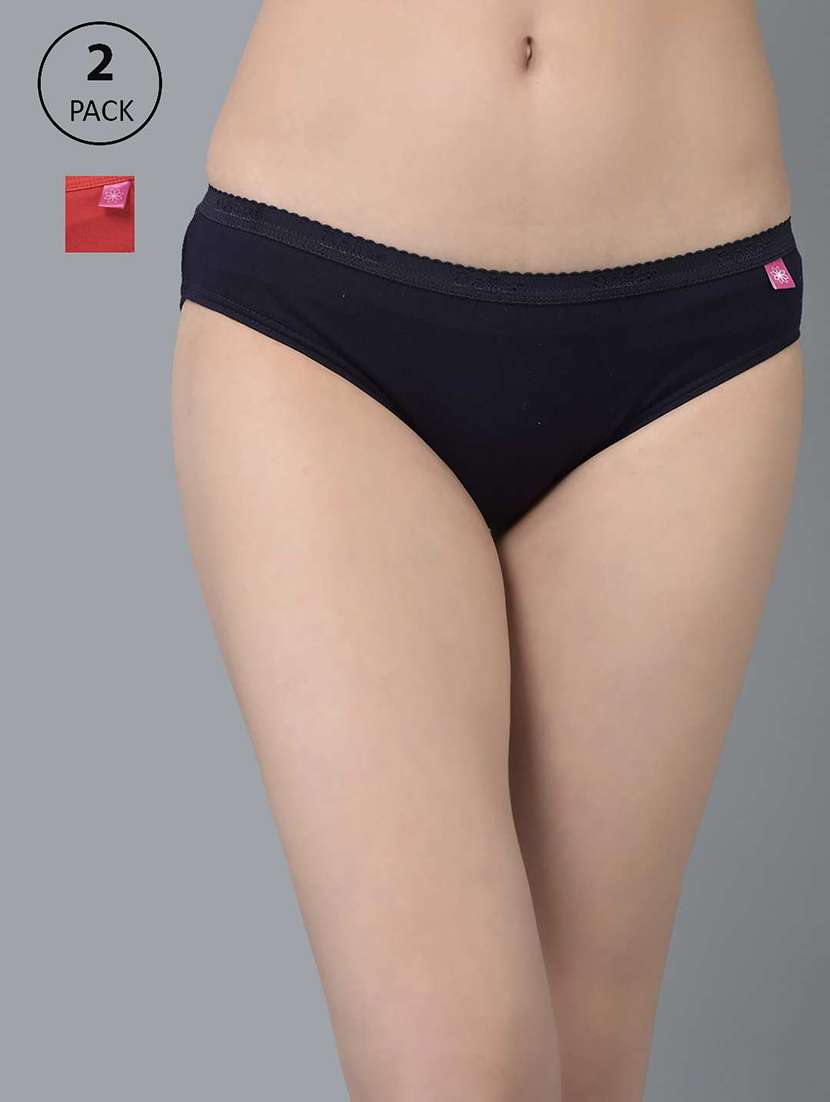 women solid low rise bikini panty combo