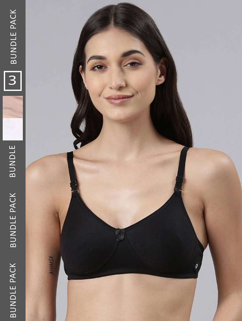 women solid full coverage everyday bra combo