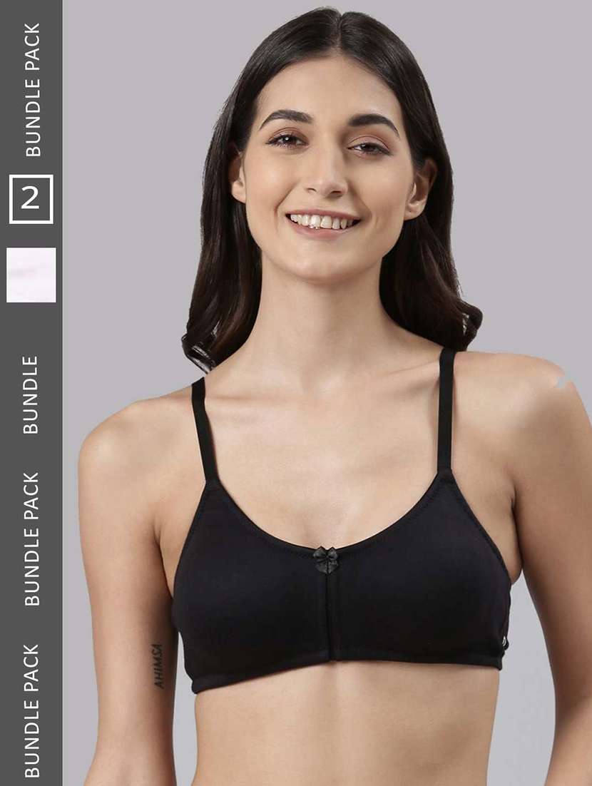 women solid full coverage everyday bra combo