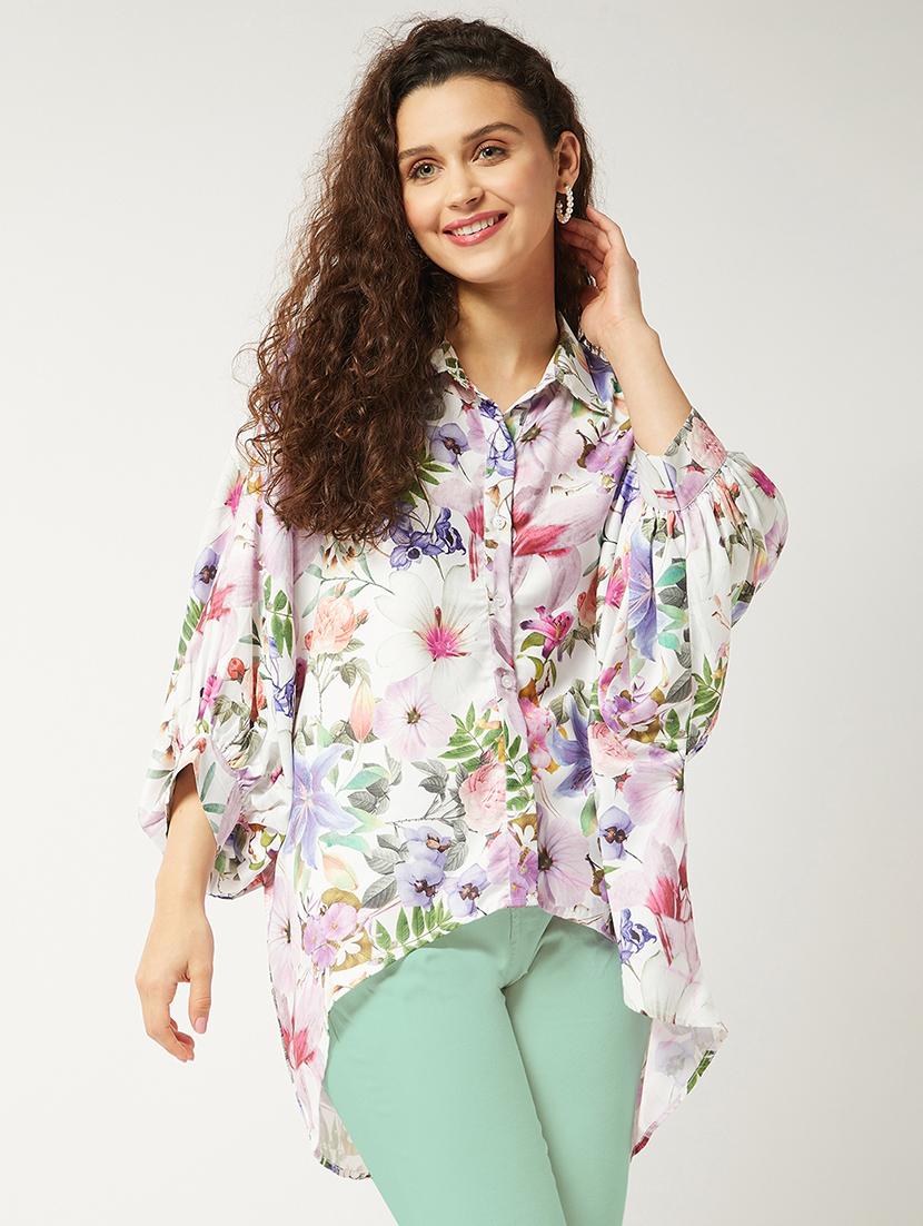 women white floral printed high-low shirt - 21593242 - Zoom Image - 0