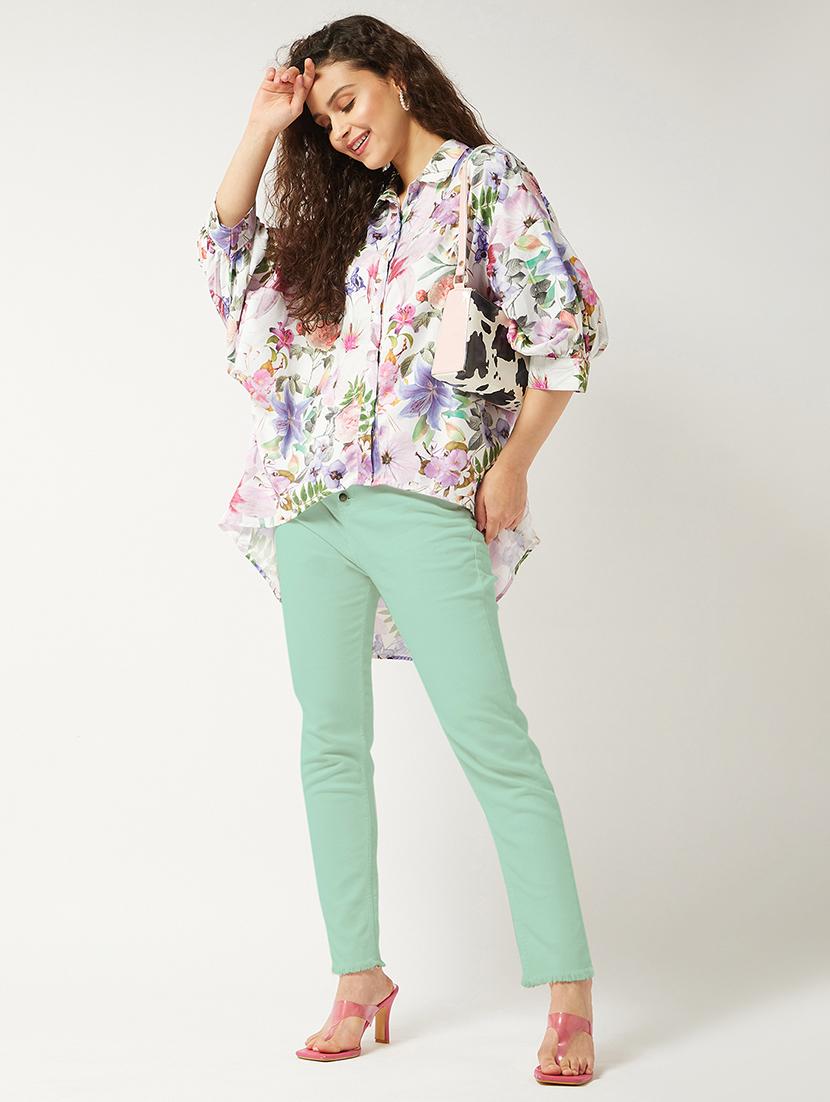 women white floral printed high-low shirt - 21593242 - Standard Image - 3