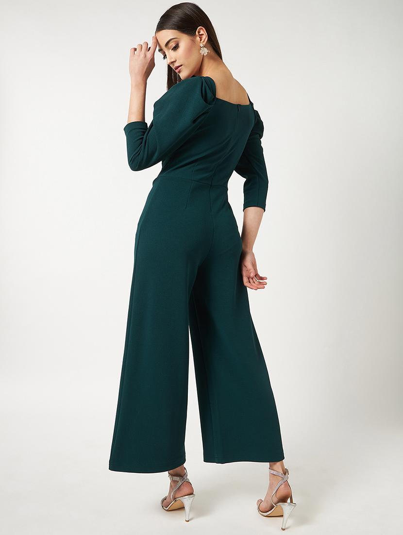 women green solid full leg jumpsuit - 21593268 - Standard Image - 3