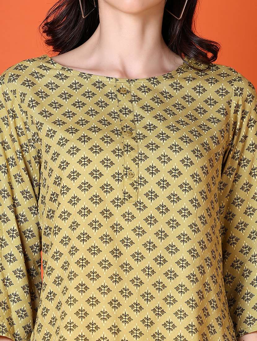 women printed three quarter sleeve straight kurti - 21593363 -  Standard Image - 5