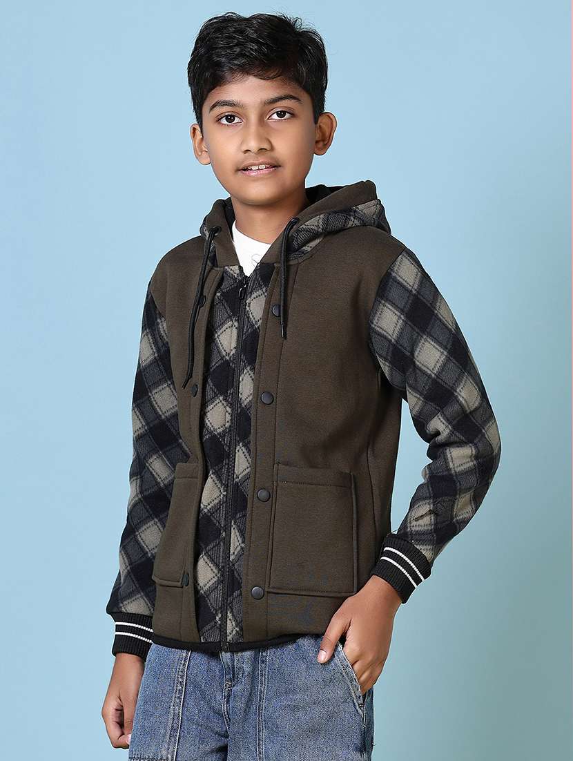 boys checks long sleeve regular jacket