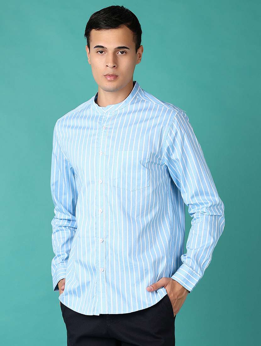 men stripes long sleeves casual shirt