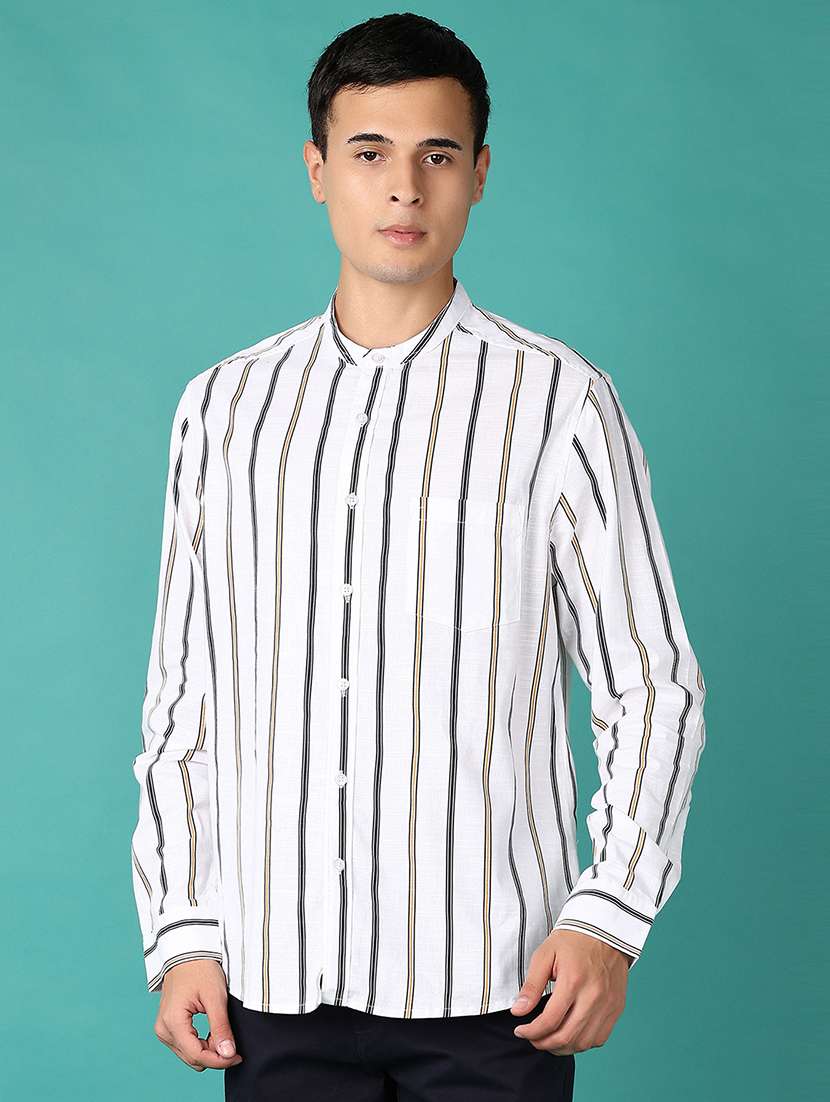 men striped long sleeve casual shirt