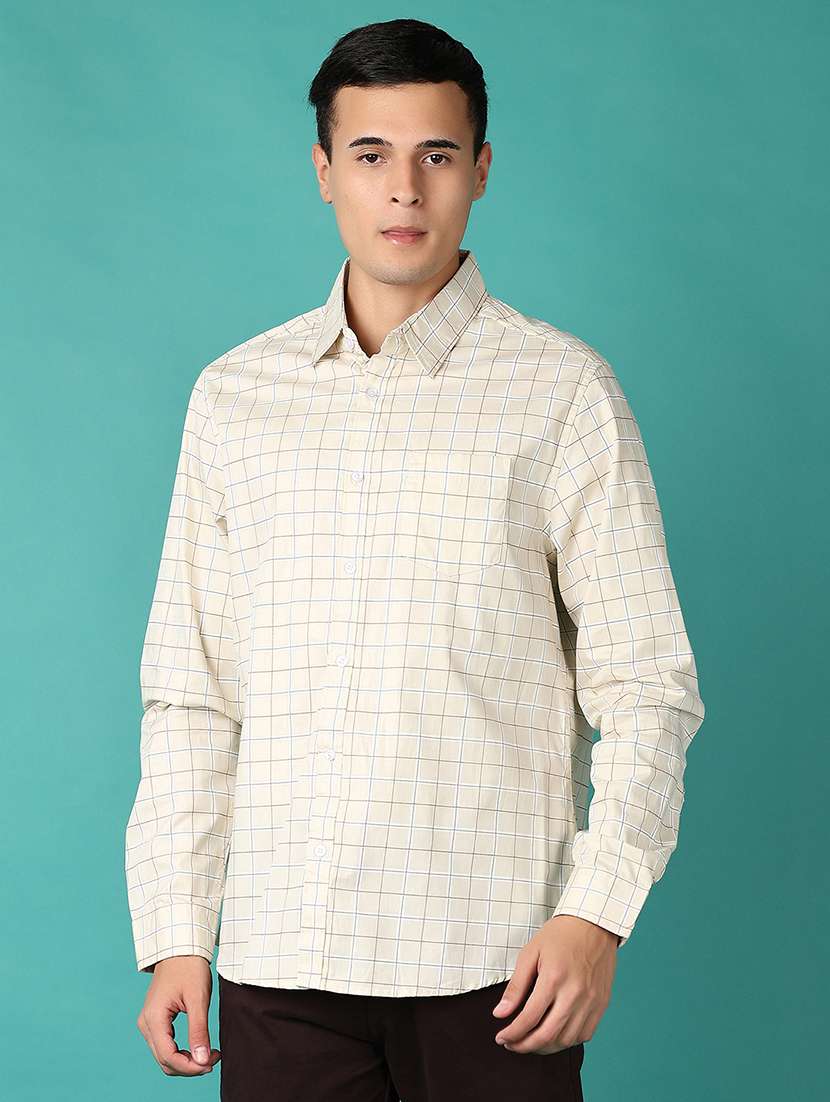 men checks long sleeves casual shirts