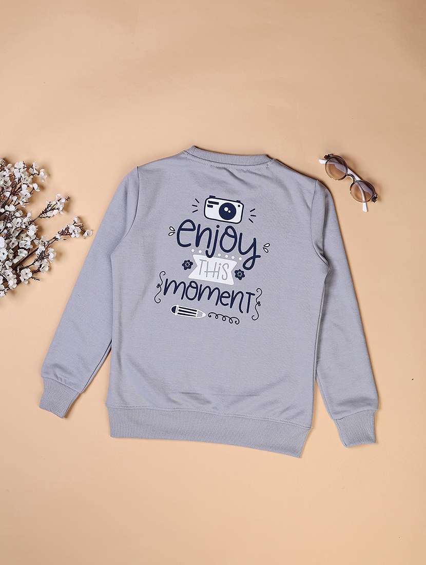 girls front print long sleeves sweatshirt