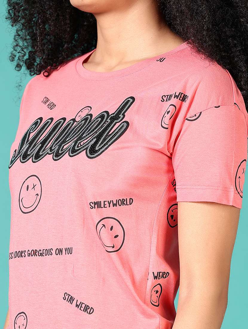 Women Printed Round Neck T-shirt - 21593508 -  Standard Image - 5