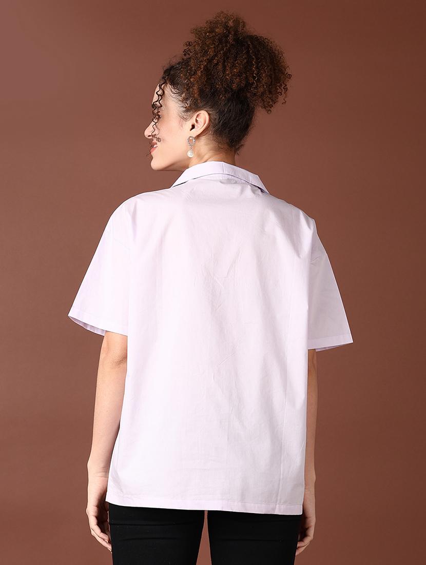 women lavender solid short sleeve shirt - 21593524 - Standard Image - 3