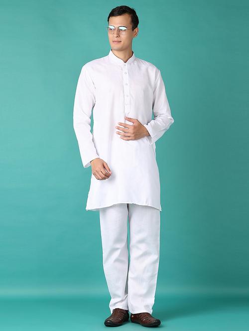 men mandarin neck kurta pyjama ethnic wear set - 21593536 - Standard Image - 0