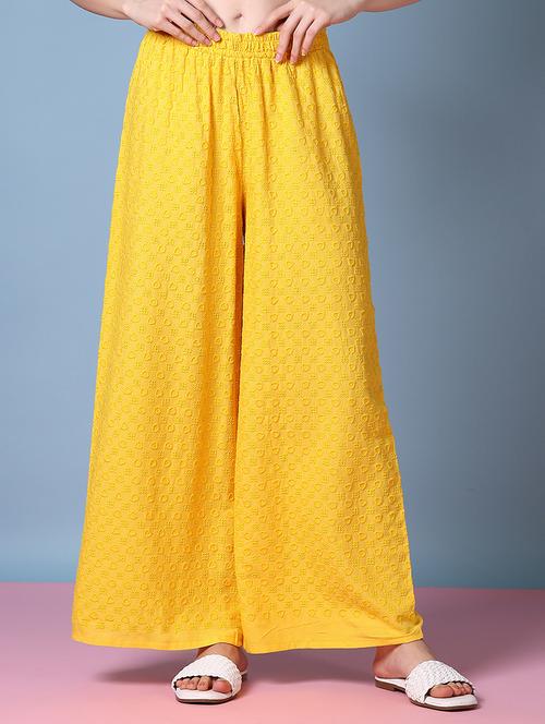women white embroidered palazzos - 21593571 -  Standard Image - 0