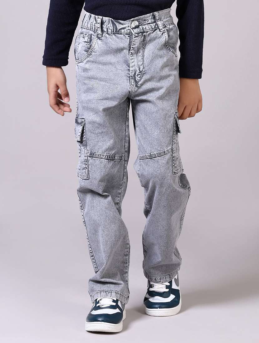 boys grey solid cargo