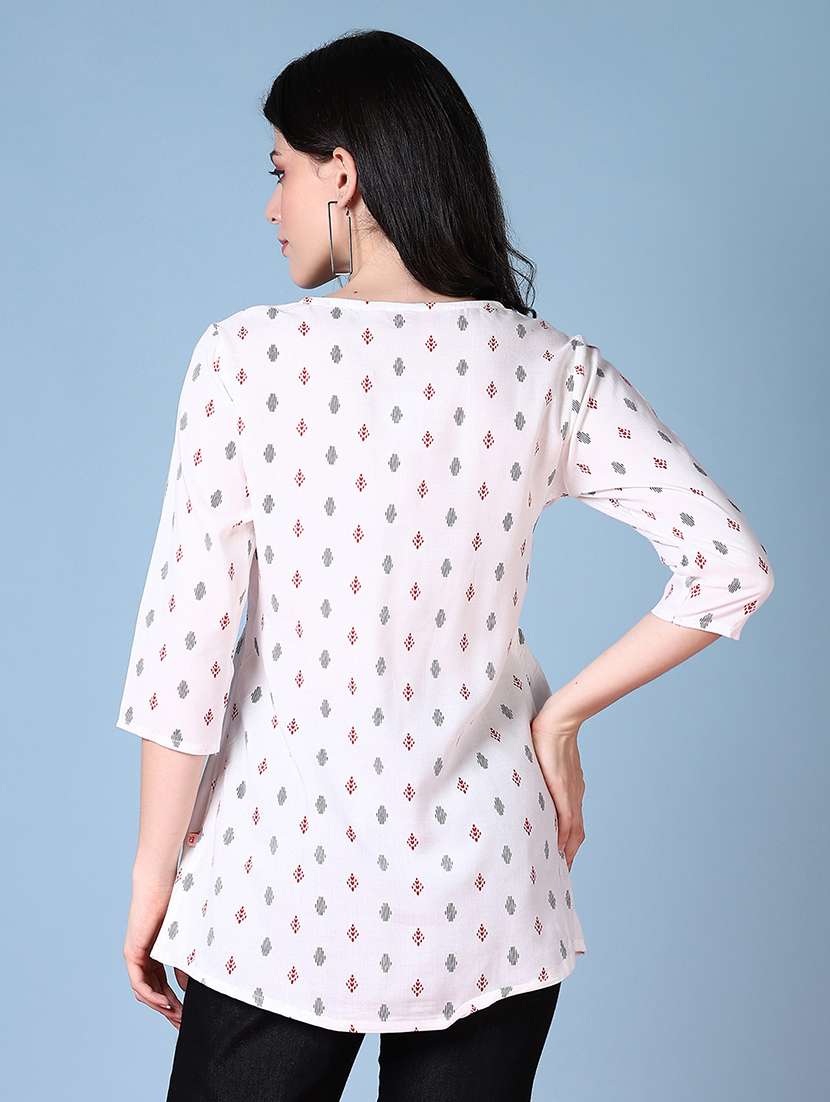 women printed three quarter sleeve a-line kurti - 21593741 - Standard Image - 3