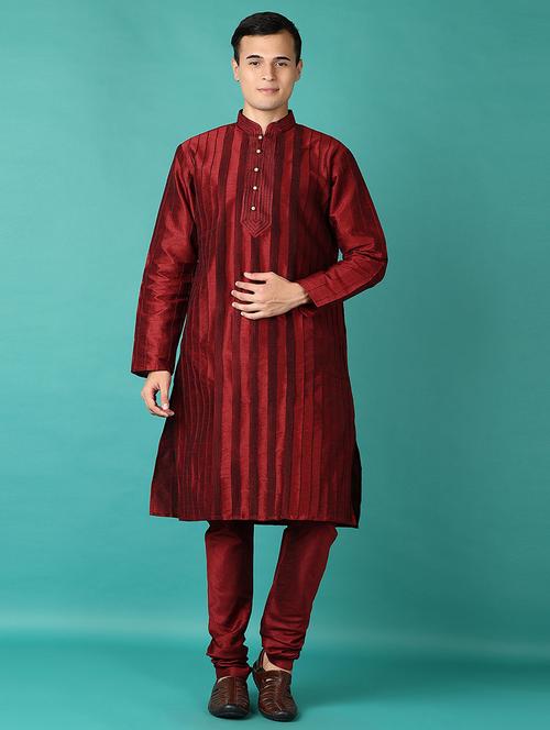 men mandarin neck kurta pyjama ethnic wear set - 21593864 -  Standard Image - 0