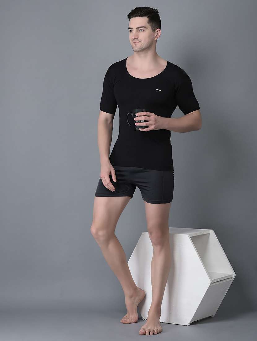 men pack of 2 solid half sleeve vest - 21594464 -  Standard Image - 3