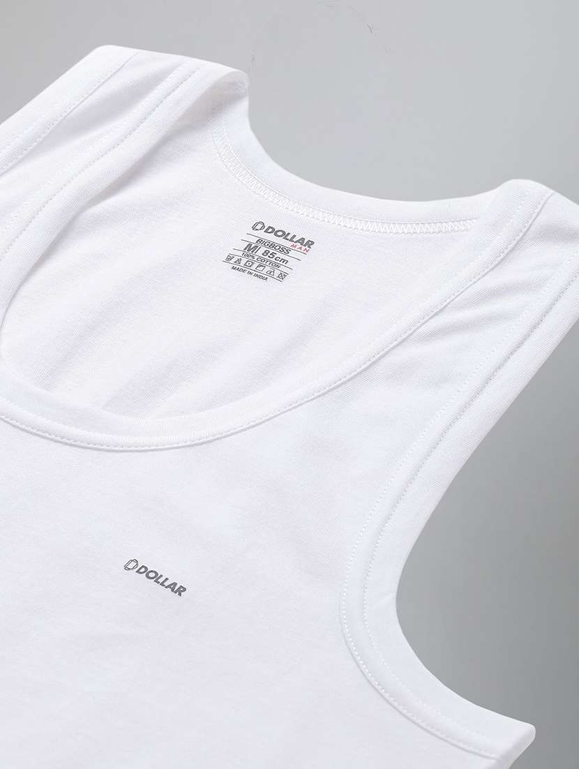men pack of 3 white solid sleveless vest - 21594473 -  Standard Image - 3