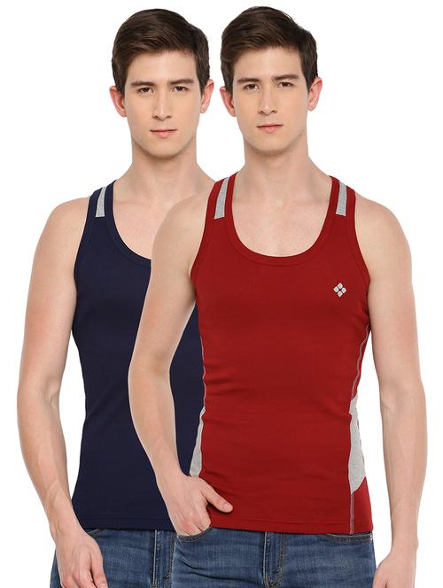 men pack of 2 solid vest - 21594524 - Standard Image - 0