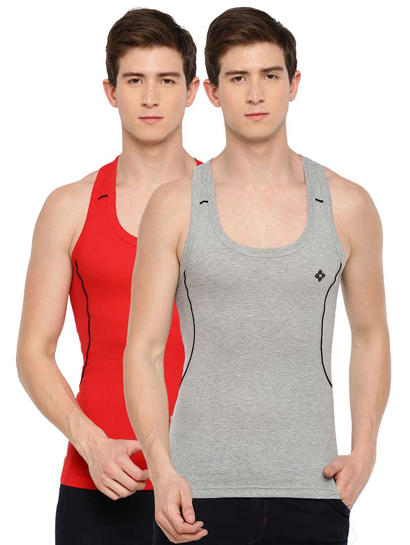 men pack of 2 solid vest