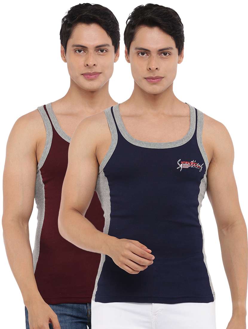 men pack of 2 color block vests