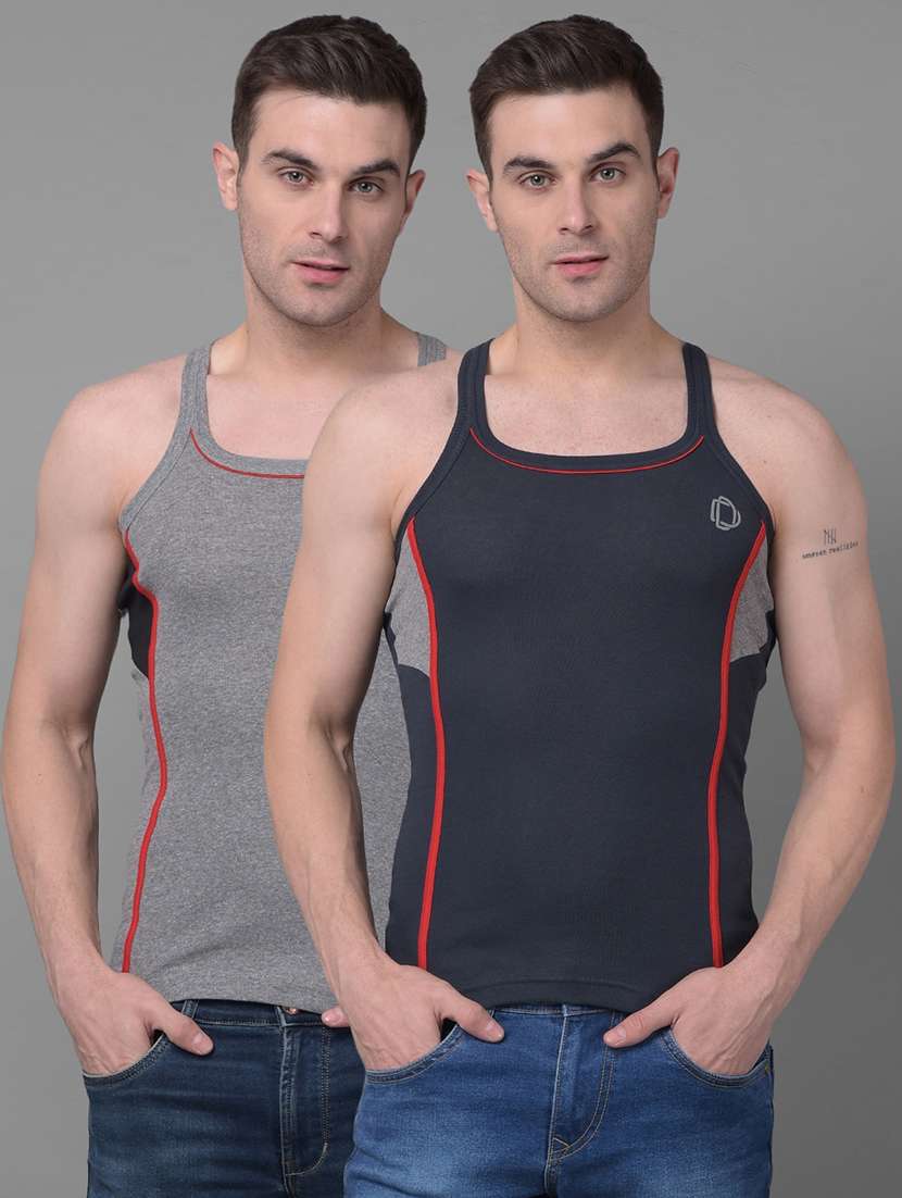 men pack of 2 solid vest