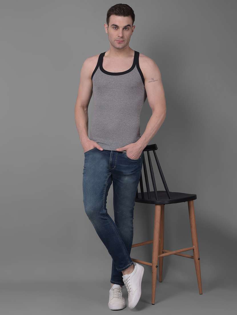 men pack of 2 solid vests - 21594596 -  Standard Image - 3