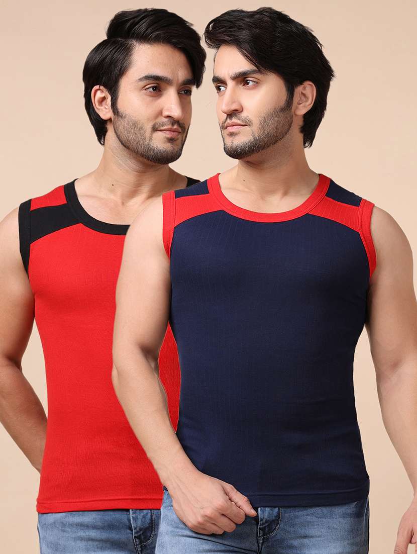 men pack of 2 solid vests