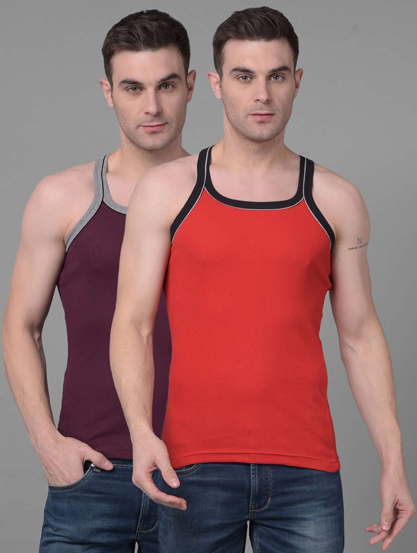 men pack of 2 solid vest